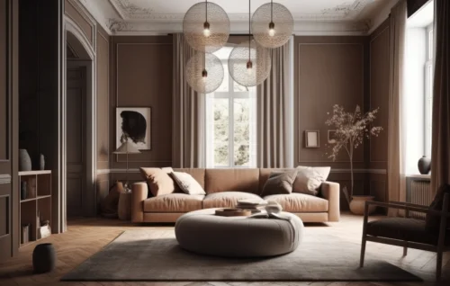 Podłoga LVT i wykładzina dywanowa w formie dywanu we wnętrzu w stylu modern classic